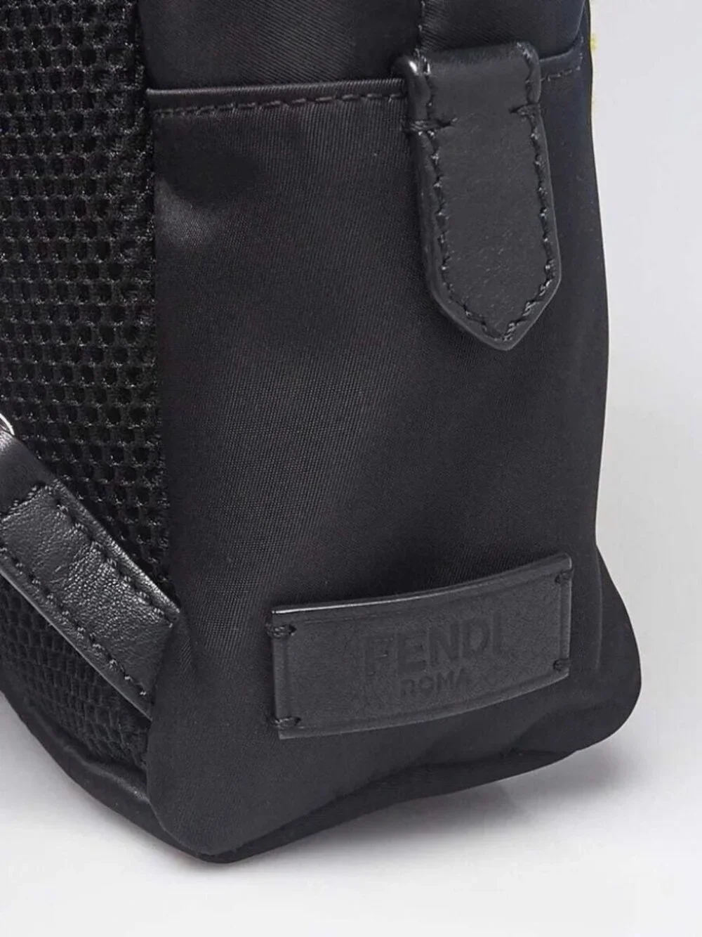 Fendi Black Nylon and Shearling Mini Backpack Bag 8BZ038